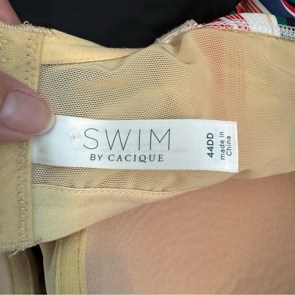 Cacique for Lane Bryant Pink Striped Underwire Full Coverage Tankini Top - Picture 6 of 8